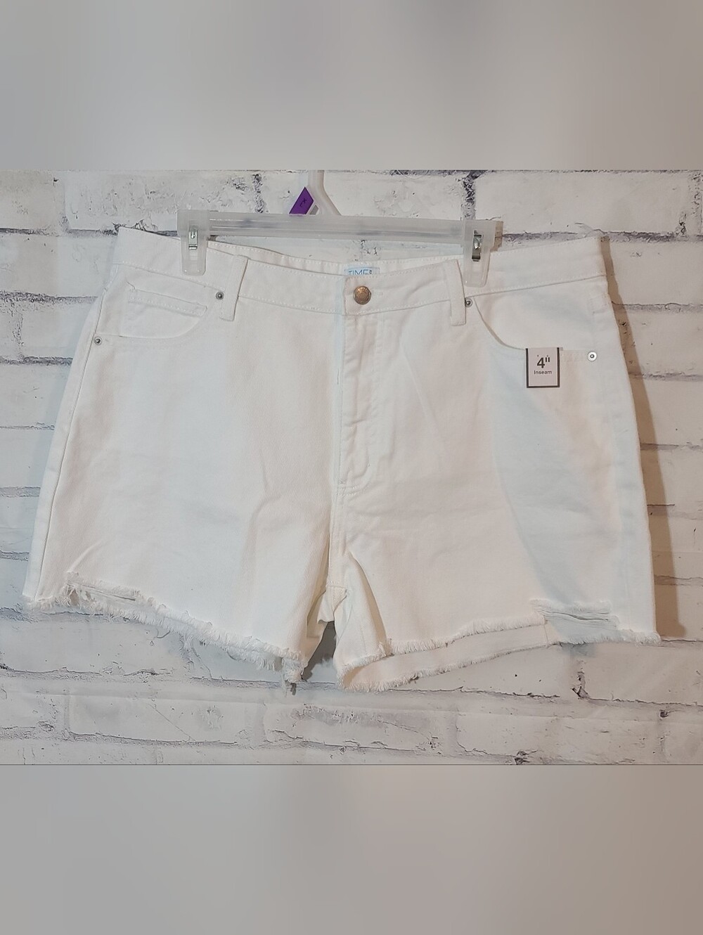 New Time And Tru White Denim Jean Shorts 4" Sz 16
